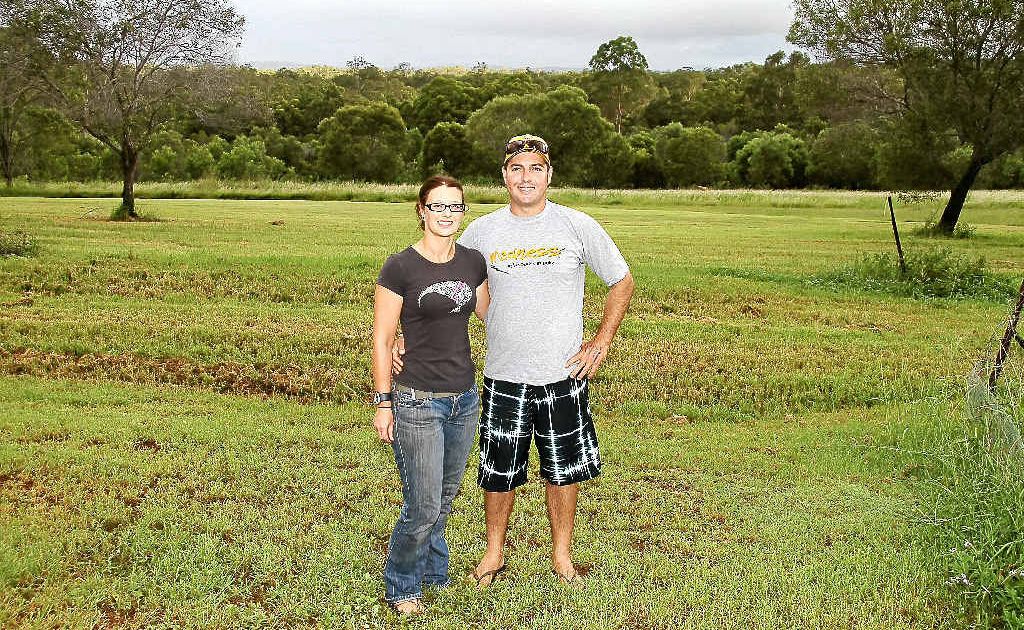 Apple Tree Creek’s Vanessa and Rhys Kummerow at the site of their planned 60-bed backpackers accommodation project, Tranquilo Way. Apple Tree Creek’s Vanessa and Rhys Kummerow at the site of their planned 60-bed backpackers accommodation project, Tranquilo Way.